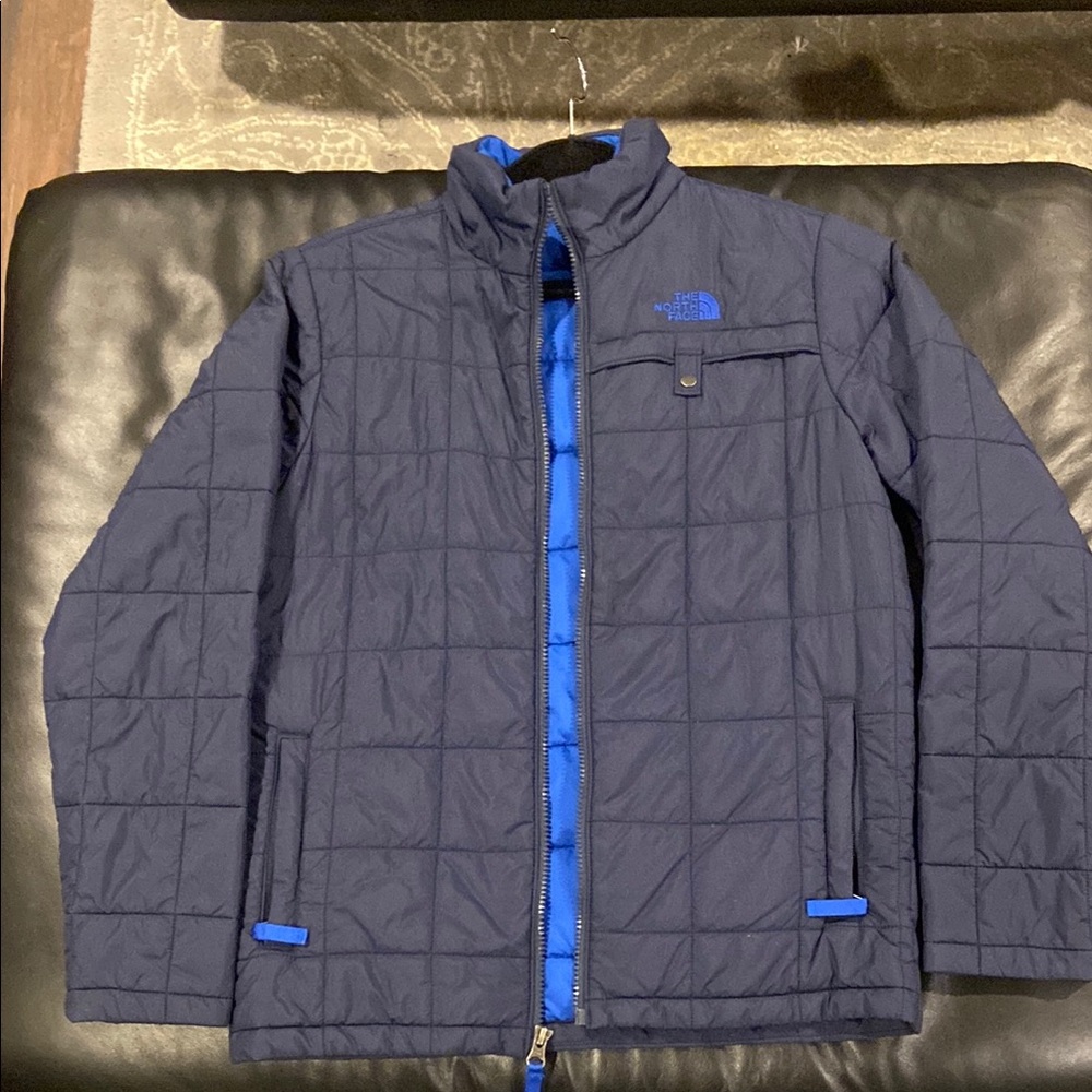 The North Face Blue Puffer Jacket with Quilted Design